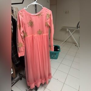 Pink Dress with Gold Embellishments